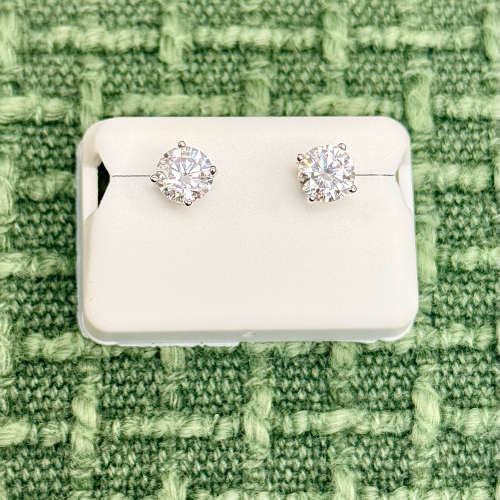 Moissanite Stud Earrings 925 Sterling Silver Screw Back | 2.00 CTW | 6mm | New